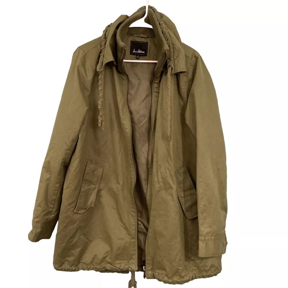 SAM EDELMAN Jacket M Womans Green Canvas Full Zip Nylon Utility Jacket M
